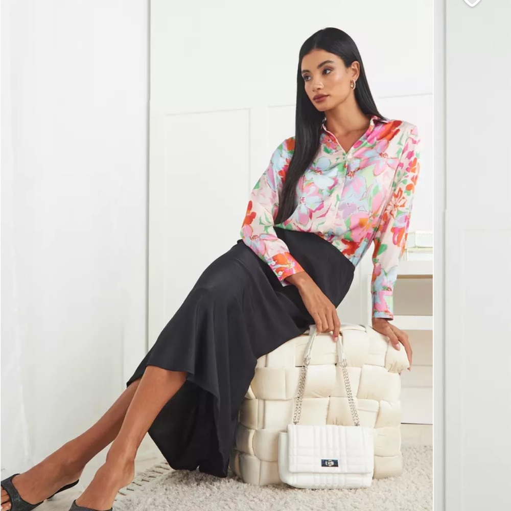 Max Oman Floral Print Satin Shirt |